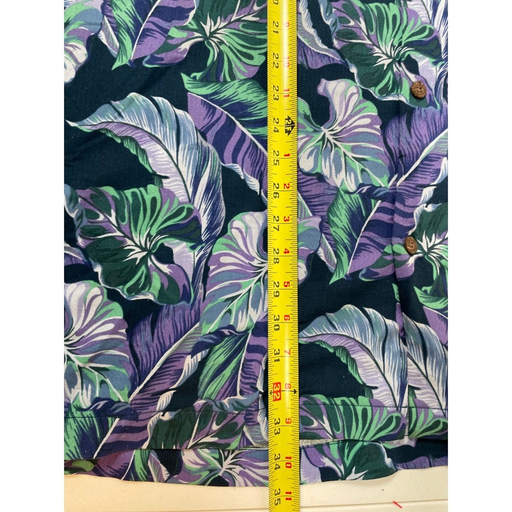 Tommy Bahama Button Up Camp Shirt Men's XXXL Purple Silk Blend Tropical Leaf 3X - Picture 10 of 10